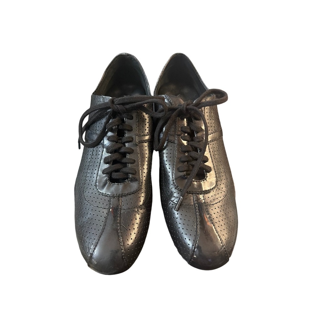 Walking Cradles Perforated Black Leather Lace Up Sneakers Women's Size 8.5